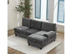 Sofá|Merax Sofá de canto moderno de 3 lugares - 194 x 118 x 81 cm - para sala de estar e quarto - tecido - cinza Cinzento
