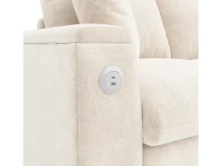 ModernLuxe Sofá de canto moderno em L - com 2 porta-copos - 1 porta USB e 1 porta Tipo-C - com 2 braços com armazenamento - Tecido de pelúcia -^ Sofá
