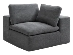 Sofá|Vente-unique Sofá de canto modular com pufe em tecido cinzento antracite CORTOLINE Cinza antracite
