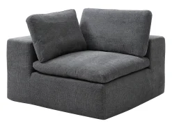 Sofá|Vente-unique Sofá de canto modular com pufe em tecido cinzento antracite CORTOLINE Cinza antracite