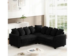 Sofá| Sofá de canto modular com almofadas de encosto Preto