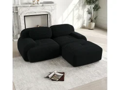 Sofá| Sofá de canto modular de 208 cm em veludo cotelê, sem necessidade de montagem, - Estilo e conforto sem esforço Preto