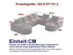 Hauss Spole Sofá de canto modular de 6 lugares com chaise longue - Tecido chenille - Não necessita de montagem^ Sofá