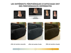 Hot DripeX Sofá de Canto Modular em tecido peluche, com puff e 4 almofadas, sem estrutura, 378x179x73cm, Preto