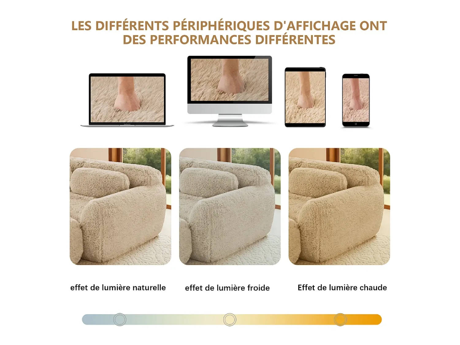 Sofá*DripeX Sofá de Canto Modular em tecido peluche, com 2 puffs e 2 almofadas, 204x179x73cm, Caqui