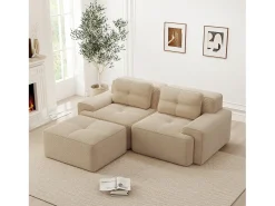 Sofá de canto modular sem estrutura em veludo cotelê - Design moderno e elegante^ Sofá
