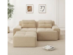 Sofá de canto modular sem estrutura em veludo cotelê - Design moderno e elegante^ Sofá