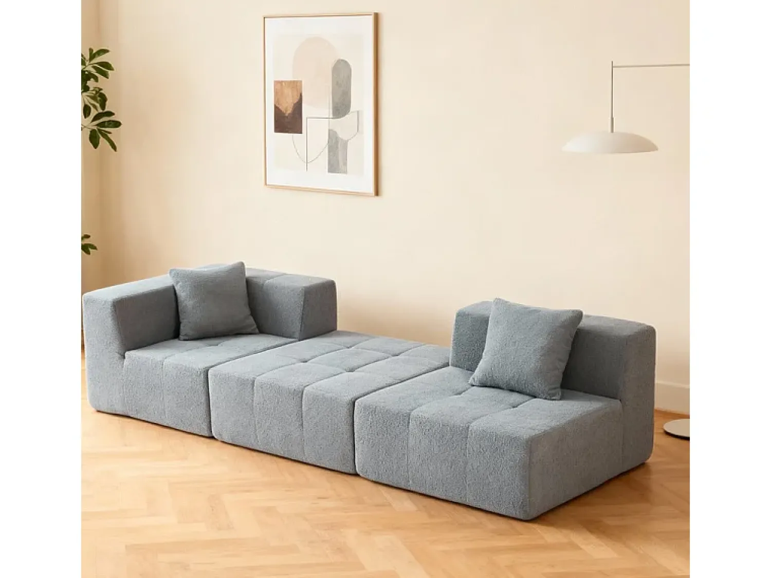 DripeX Sofá de canto modular tecido - pufe e 2 travesseiros - - 270x100x60cm^ Sofá