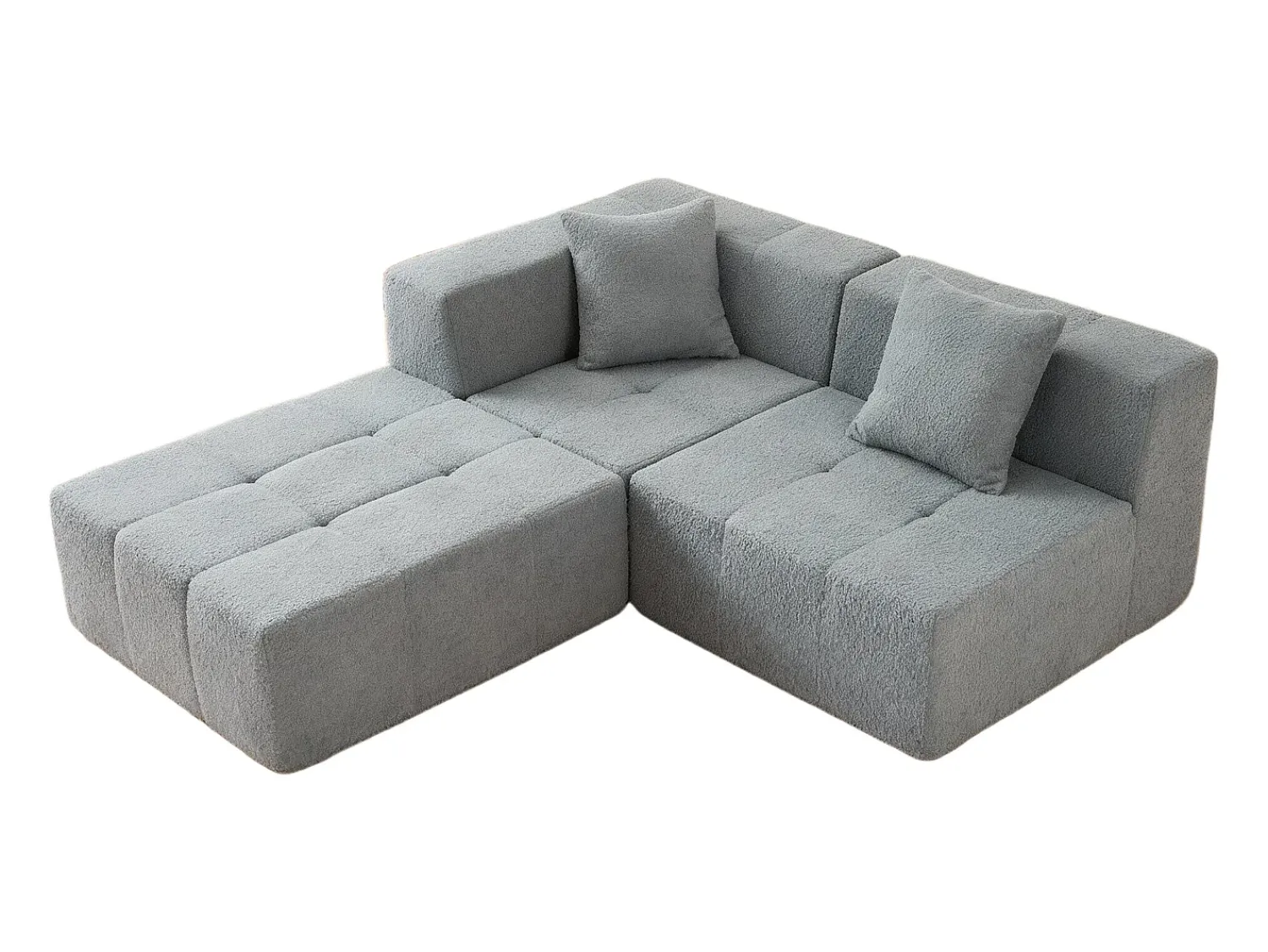 DripeX Sofá de canto modular tecido - pufe e 2 travesseiros - - 270x100x60cm^ Sofá