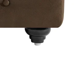 Vente-unique Sofá de canto panorâmico e pufe microfibra aspeto couro envelhecido CHESTERFIELD^ Sofá