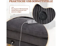 Sofá*DripeX Sofá de canto panorâmico em veludo - 4 lugares - com LED RGB e porta USB+Type-C - 265x135x88cm - Cinza Cinzento