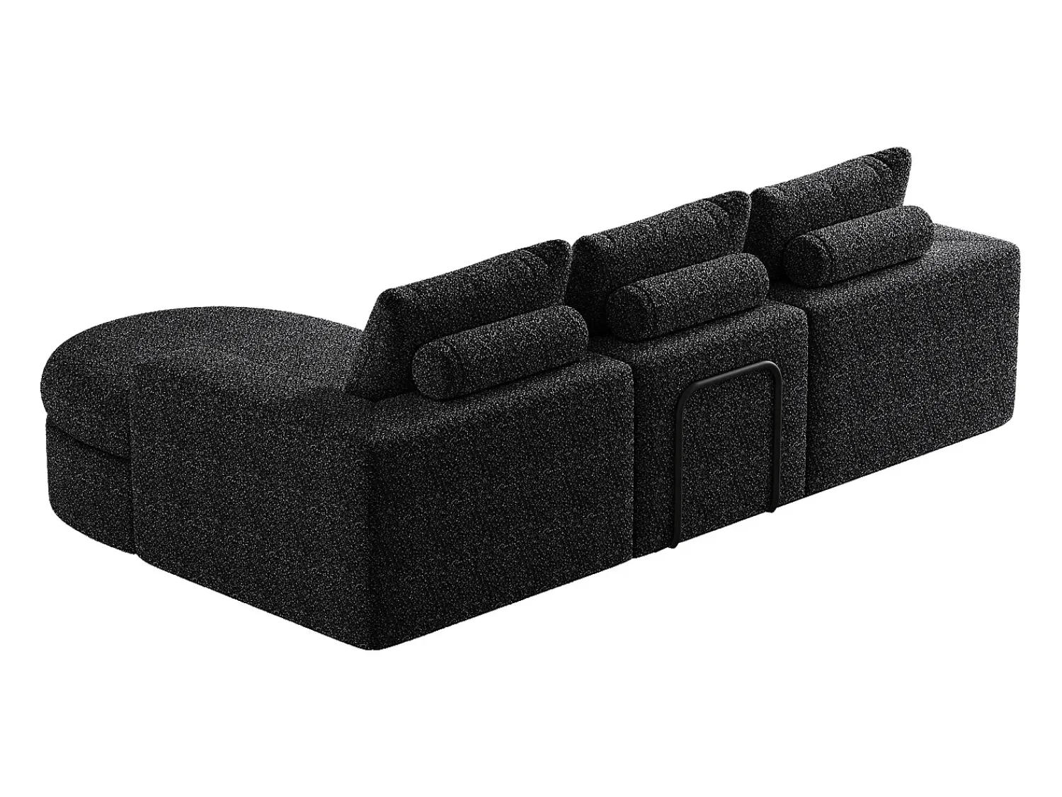 Sofá* Sofá de canto - Sofá de 3 lugares com 3 almofadas e 2 encostos de cabeça - chenille Preto