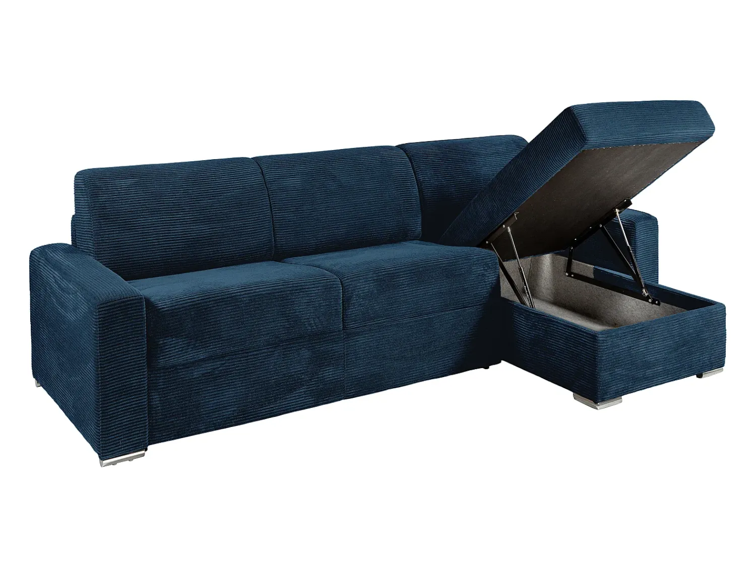 Sofá*Vente-unique Sofá de canto reversível convertível abertura rápida veludo canelado 140 cm - 14 cm CALITO Azul