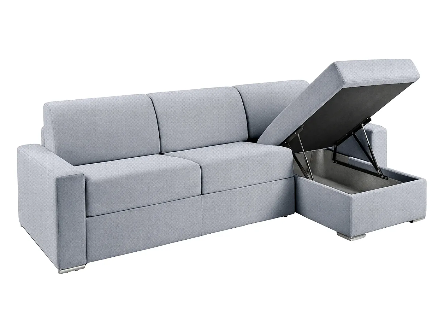 Sofá|Vente-unique Sofá de canto reversível convertível abertura rápida tecido - 140 cm - 22 cm - CALITO Cinzento