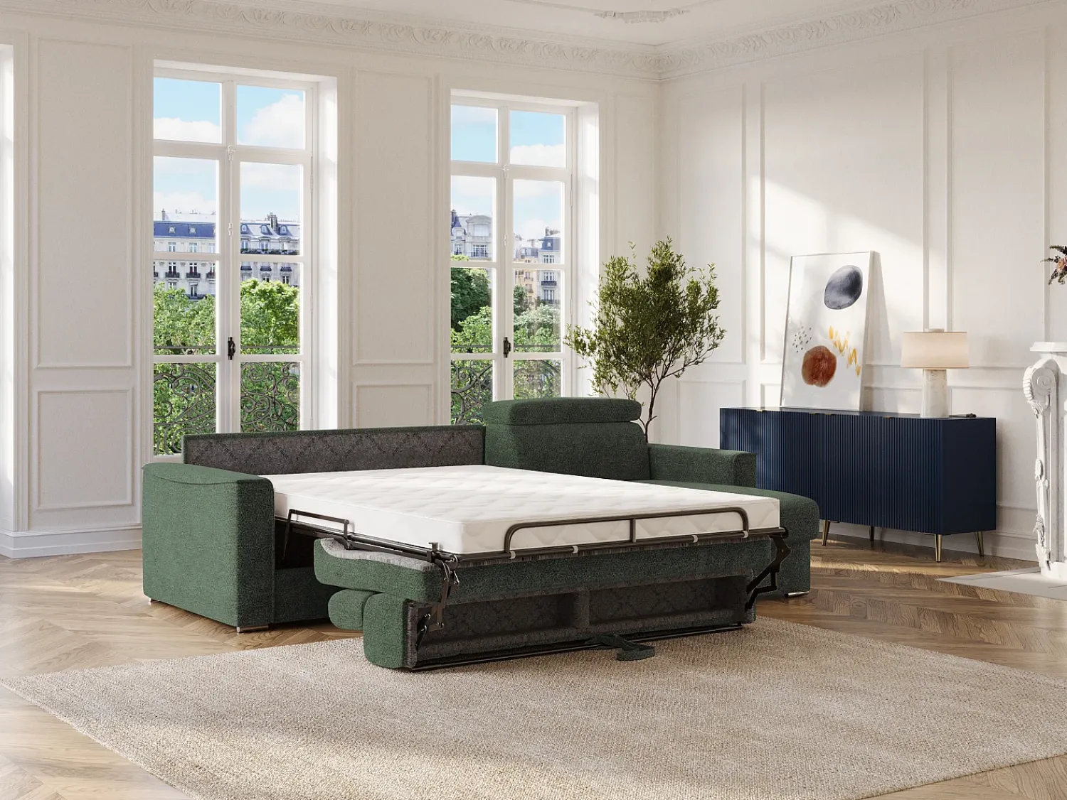 Vente-unique Sofá de canto reversível conversível abertura rápida em tecido - Cama de 160 cm VIZIR^ Sofá