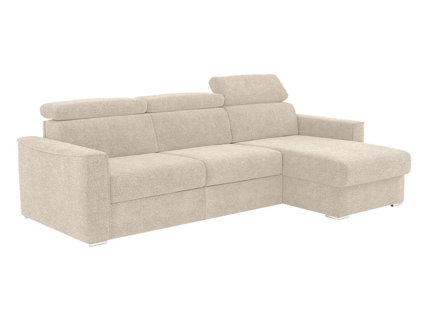 Outlet Vente-unique Sofá de canto reversível converível abertura rápida em tecido - Cama 140 cm VIZIR Bege