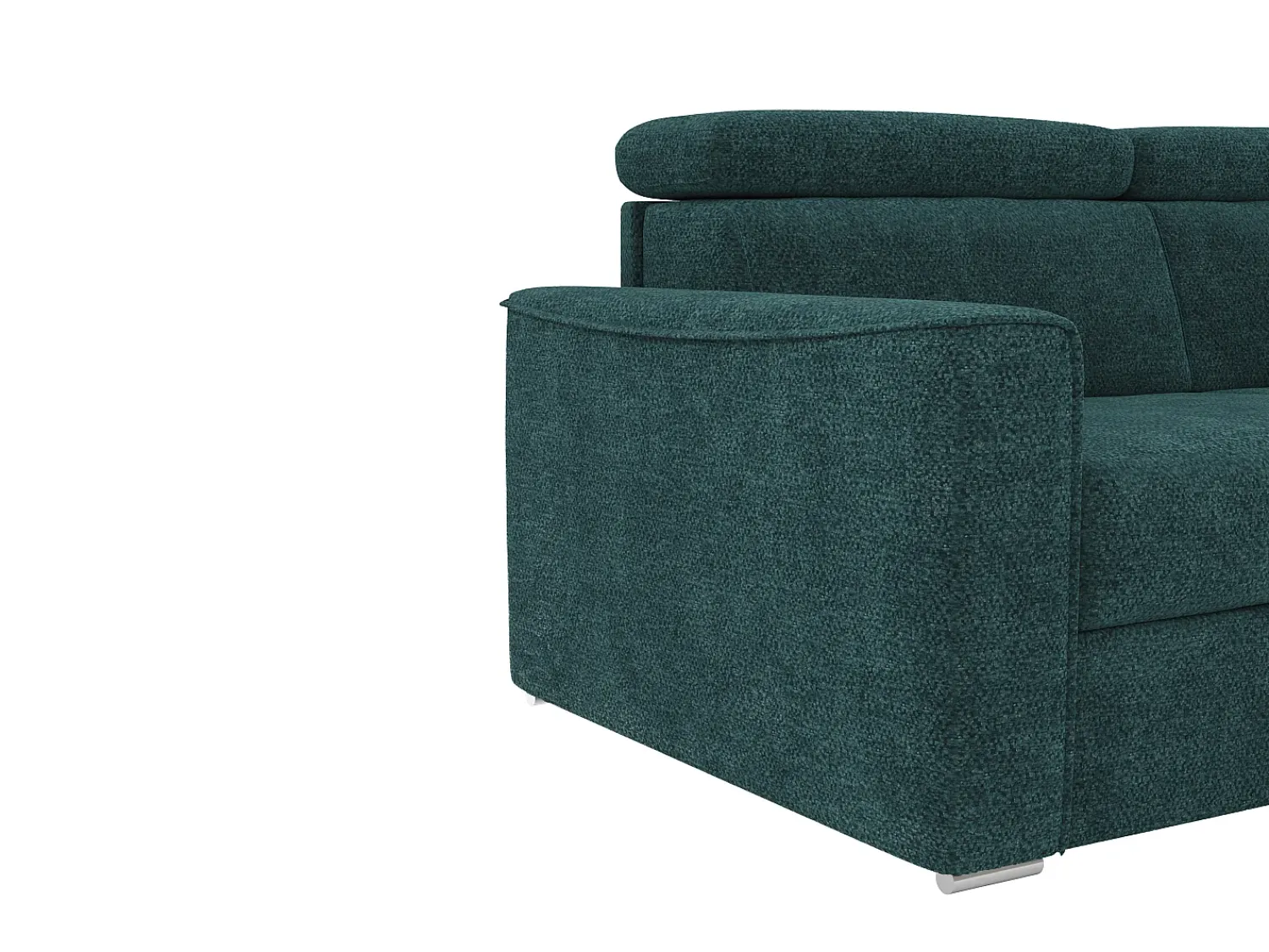 Sofá*Vente-unique Sofá de canto reversível conversível abertura rápida em tecido azul - Cama 140 cm - Colchão 18 cm VIZIR Azul esverdeado