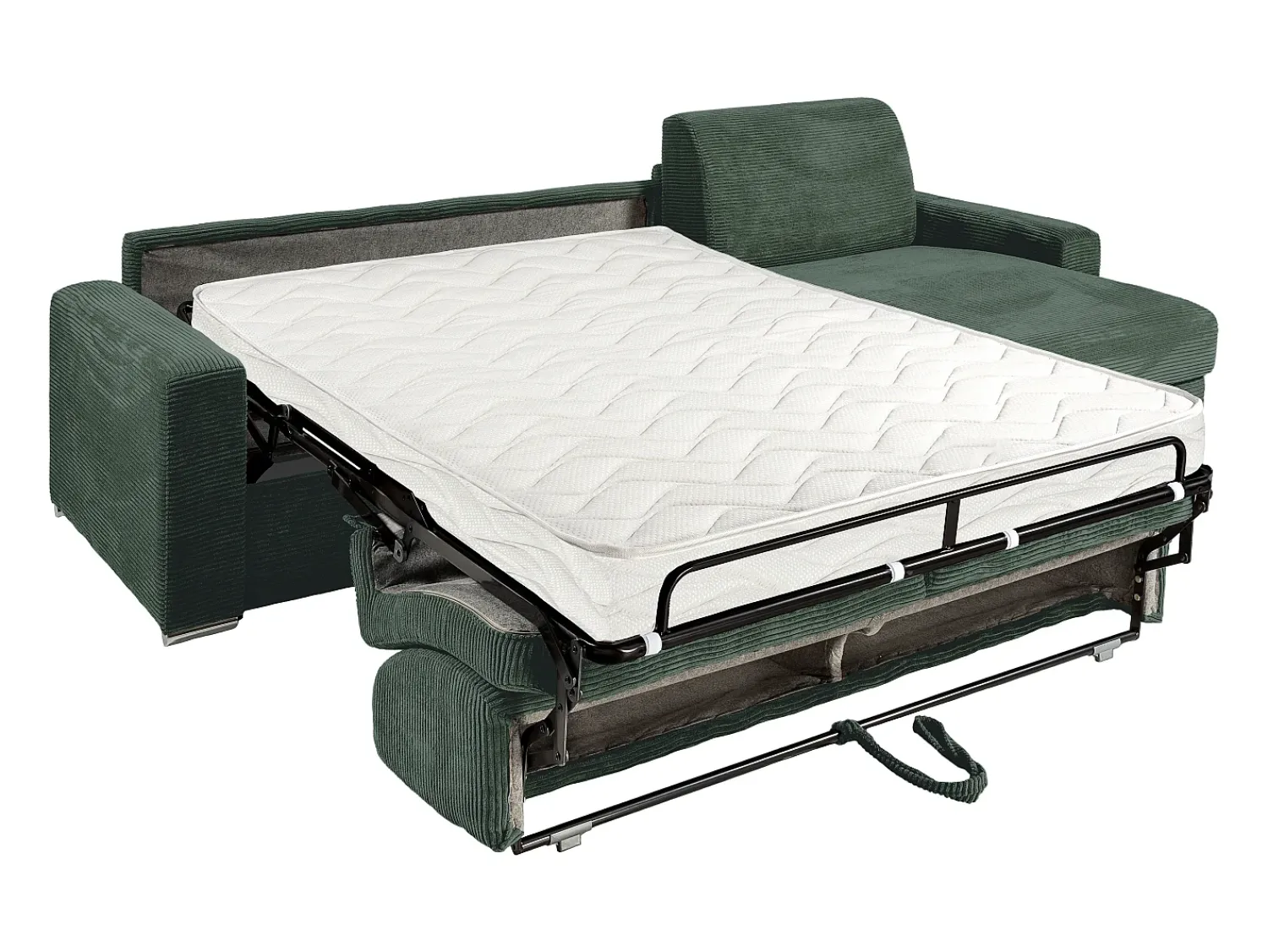 Sofá|Vente-unique Sofá de canto reversível convertível abertura rápida veludo canelado verde 140 cm 14 cm CALITO Verde pinho