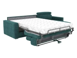 Clearance Vente-unique Sofá de canto reversível conversível abertura rápida em tecido azul - Cama 140 cm VIZIR Azul esverdeado