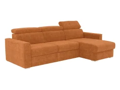 Vente-unique Sofá de canto reversível conversível abertura rápida em tecido terracotta - Cama 140 cm VIZIR^ Sofá