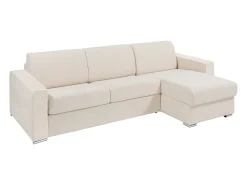 Vente-unique Sofá de canto reversível convertível abertura rápida em tecido - 160 cm - 18 cm - CALITO Bege