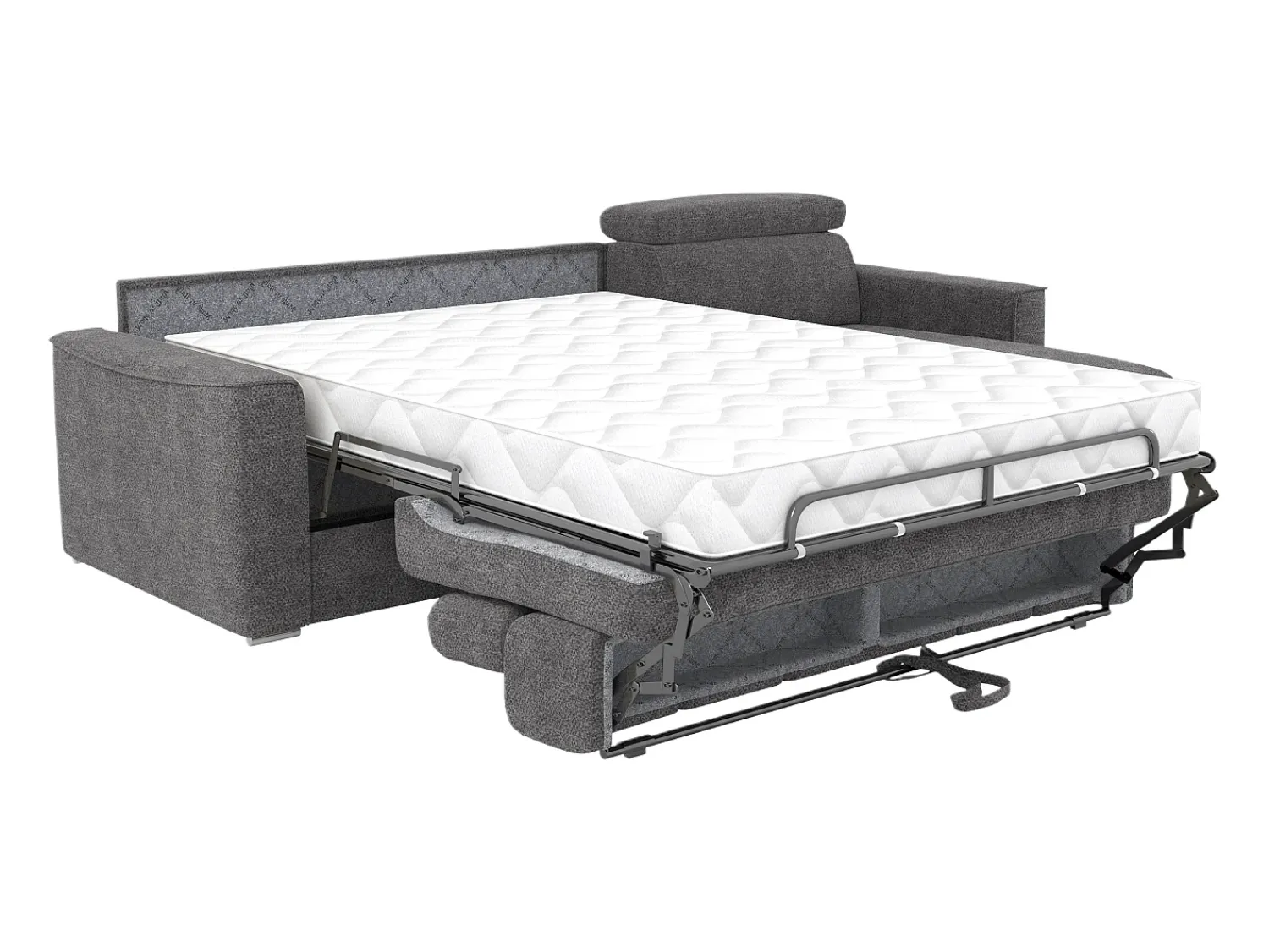 Vente-unique Sofá de canto reversível conversível abertura rápida em tecido cinza - Sofá-cama 160 cm VIZIR^ Sofá