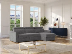 Vente-unique Sofá de canto reversível conversível abertura rápida em tecido cinza - Sofá-cama 160 cm VIZIR^ Sofá