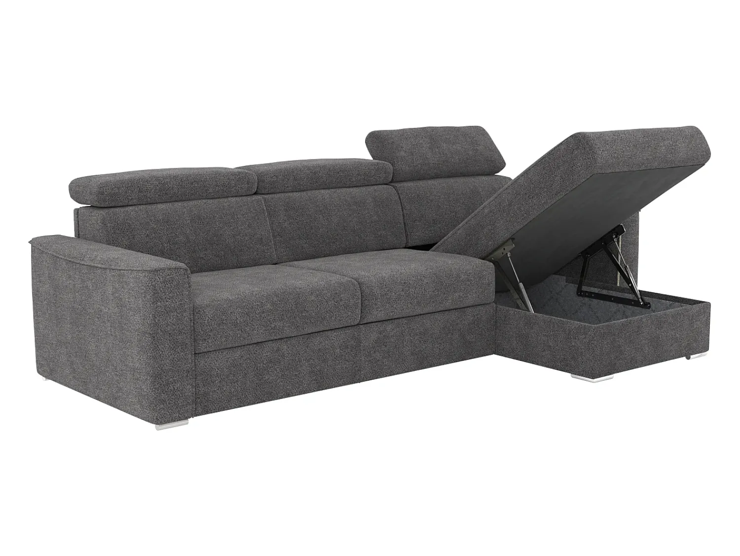 Vente-unique Sofá de canto reversível conversível abertura rápida em tecido cinza - Sofá-cama 160 cm VIZIR^ Sofá