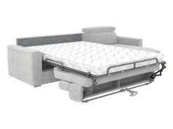 Vente-unique Sofá de canto reversível conversível abertura rápida em tecido cinza claro - Cama 140 cm VIZIR^ Sofá
