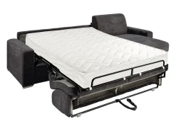 Vente-unique Sofá de canto reversível convertível abertura rápida veludo canelado cinzento 160 cm - 22 cm CALITO^ Sofá