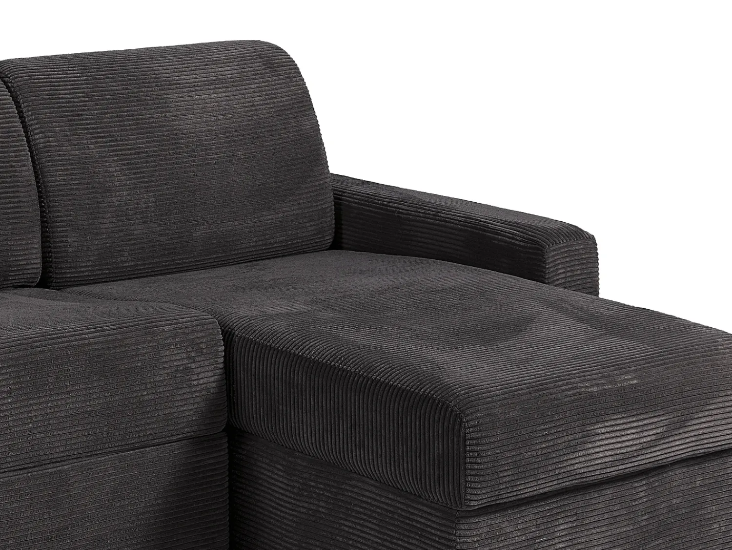 Vente-unique Sofá de canto reversível convertível abertura rápida veludo canelado cinzento 160 cm - 22 cm CALITO^ Sofá
