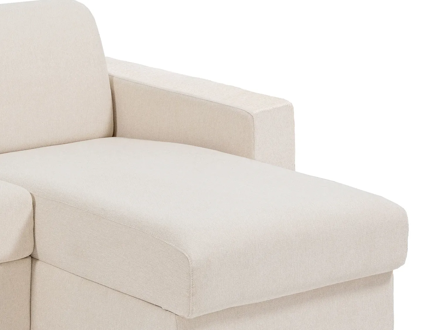Outlet Vente-unique Sofá de canto reversível convertível abertura rápida em tecido - 140 cm - 14 cm - CALITO Bege