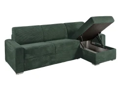 Best Vente-unique Sofá de canto reversível convertível abertura rápida veludo canelado verde 160 cm 14 cm CALITO Verde pinho