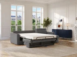 Sofá*Vente-unique Sofá de canto reversível conversível abertura rápida em tecido cinza - Cama 160 cm VIZIR Cinza antracite