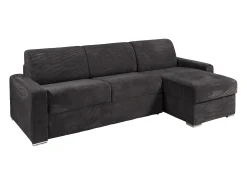 Online Vente-unique Sofá de canto reversível convertível abertura rápida veludo canelado cinzento 140 cm - 22 cm CALITO Cinza antracite