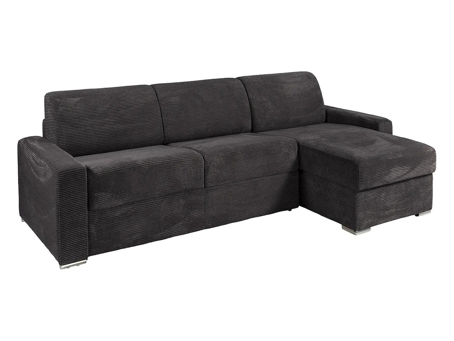 Online Vente-unique Sofá de canto reversível convertível abertura rápida veludo canelado cinzento 140 cm - 22 cm CALITO Cinza antracite