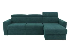 Vente-unique Sofá de canto reversível conversível abertura rápida em tecido azul - Base para dormir 160 cm VIZIR^ Sofá