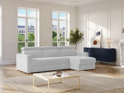 Sofá|Vente-unique Sofá de canto reversível conversível abertura rápida em tecido cinza claro - Espaço para dormir 160 cm VIZIR Cinzento claro