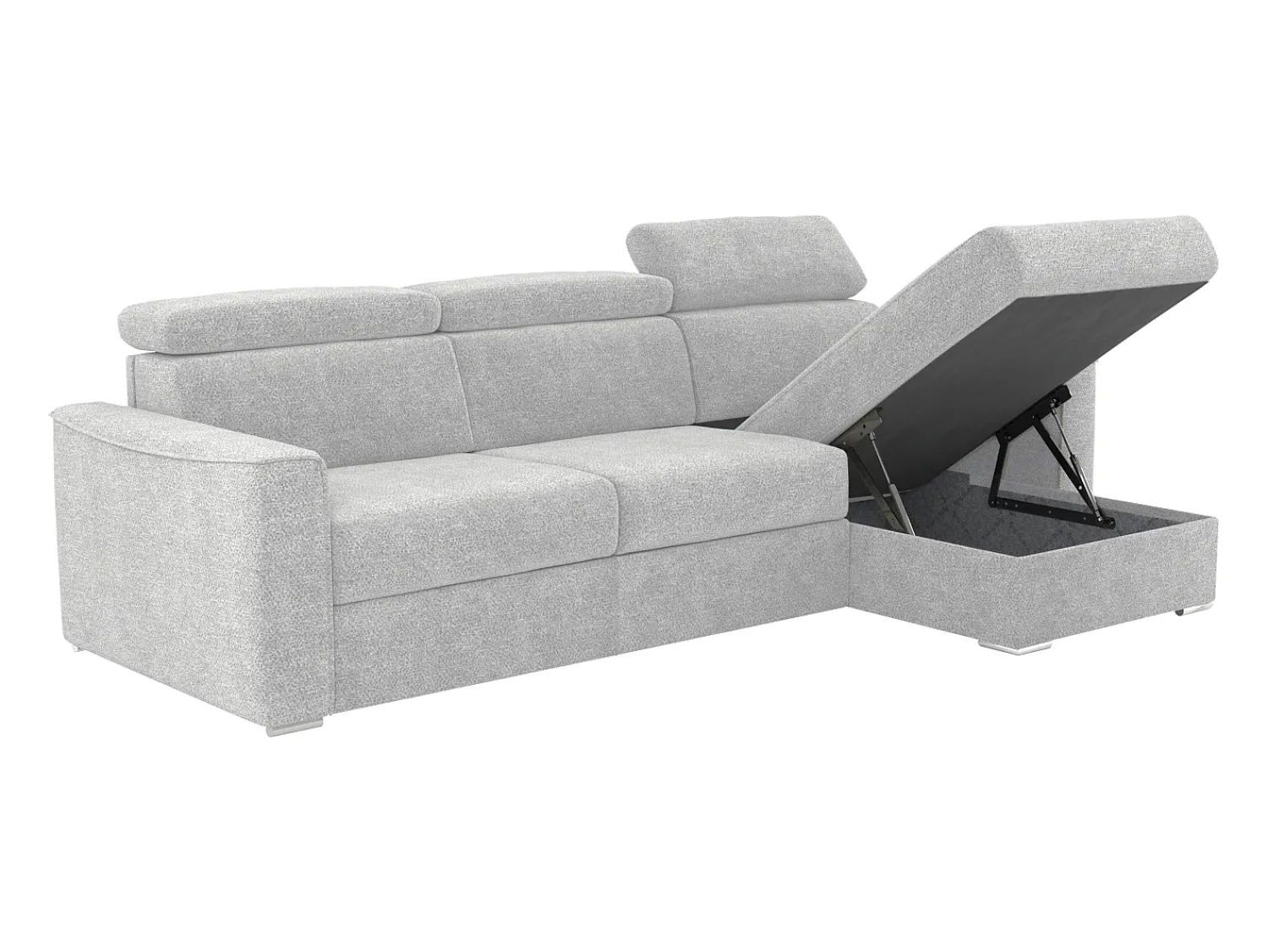Sofá|Vente-unique Sofá de canto reversível conversível abertura rápida em tecido cinza claro - Espaço para dormir 160 cm VIZIR Cinzento claro