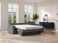 Hot Vente-unique Sofá de canto reversível conversível convertible abertura rápida em tecido cinza - Cama 160 cm VIZIR Cinza antracite