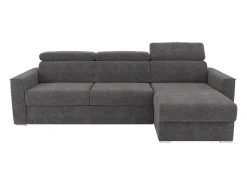 Sofá|Vente-unique Sofá de canto reversível conversível abertura rápida em tecido cinza - Cama 140 cm VIZIR Cinza antracite