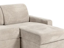 Sofá|Vente-unique Sofá de canto reversível convertível abertura rápida veludo canelado 140 cm - 22 cm CALITO Bege