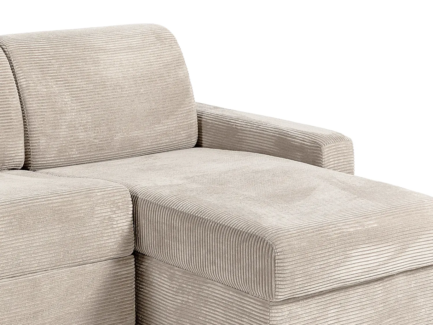 Sofá|Vente-unique Sofá de canto reversível convertível abertura rápida veludo canelado 140 cm - 22 cm CALITO Bege