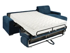 Sofá|Vente-unique Sofá de canto reversível convertível abertura rápida veludo canelado 140 cm - 22 cm CALITO Azul