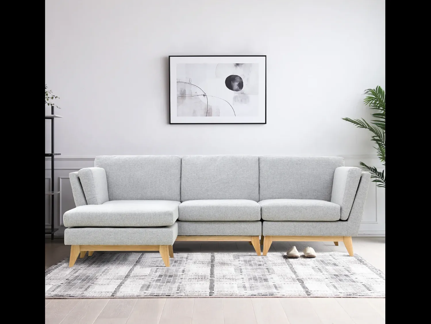 Sofá*Concept-Usine Sofá de canto reversível de 4 lugares em tecido cinza claro Norden - Confortável e elegante Cinzento claro