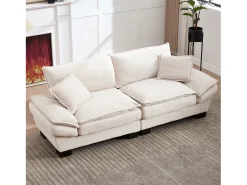 Sofá|Merax Sofá de casal moderno e simples - 224 x 81 x 81 cm - com edredom - veludo - Bege