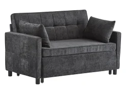 Hot Sofá de dois lugares, sofá para sala de estar, sofá com função de cama, encosto ajustável, tecido chenille, Preto