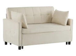 Sofá* Sofá de dois lugares, sofá para sala de estar, sofá com função de cama, encosto ajustável, tecido chenille, Bege