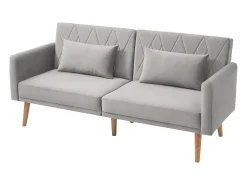 Online ModernLuxe Sofá de dois lugares 180x75x82 cm - Encosto ajustável - Veludo - Cinza Cinzento