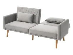 Online ModernLuxe Sofá de dois lugares 180x75x82 cm - Encosto ajustável - Veludo - Cinza Cinzento